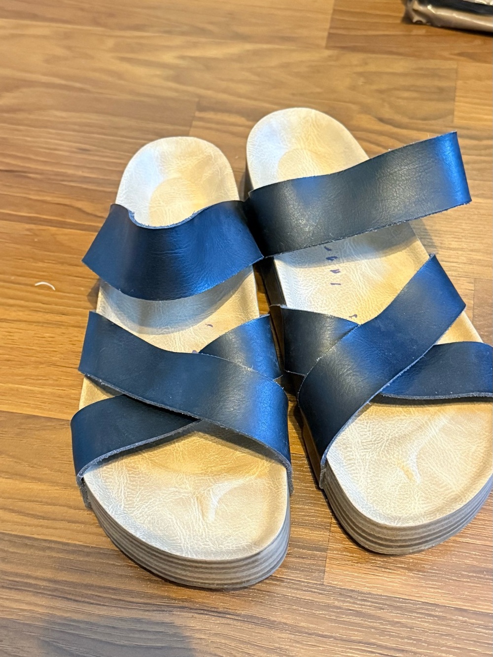 Blowfish Black Triple-Strap Slide Sandals
